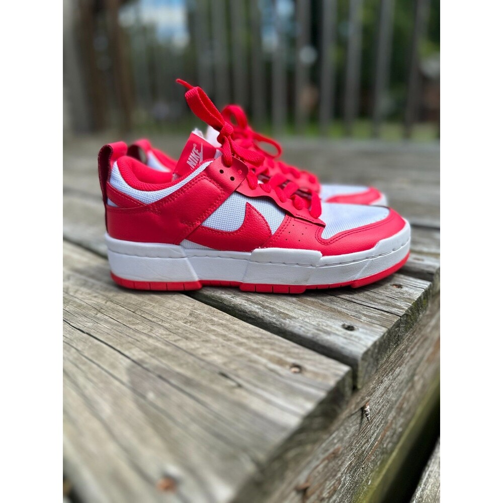 Nike Wmns Dunk Low Top Disrupt Siren Red Sneakers Womens 8.5 White